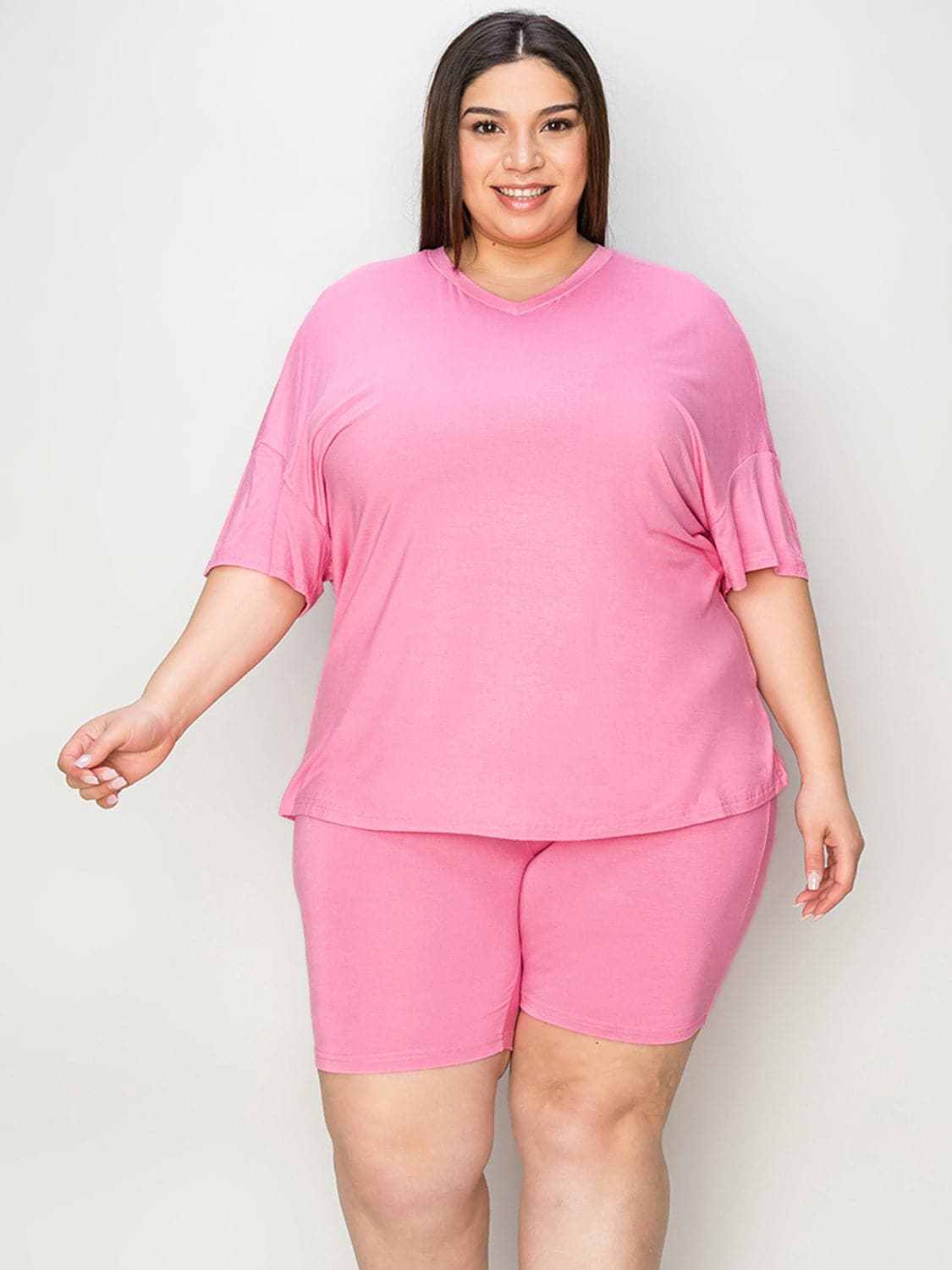 Basic Bae v-neck t-shirt & shorts set - Love Salve 