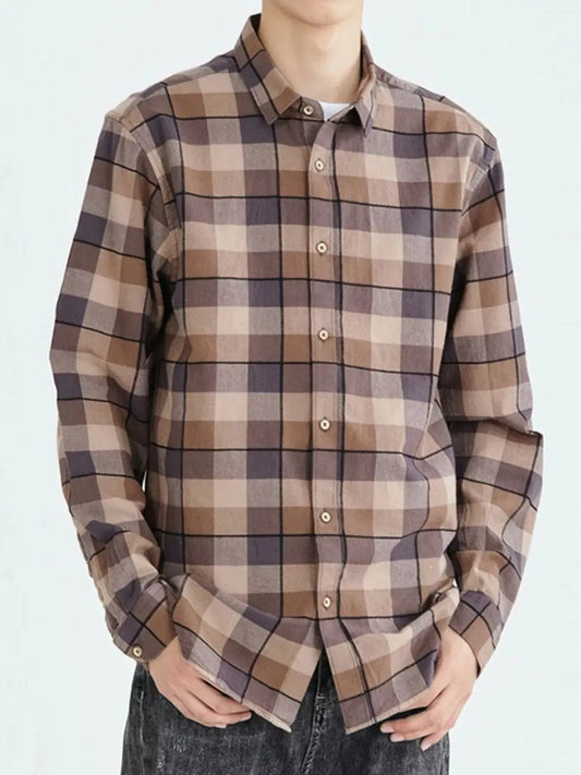 Men's Plus Size Casual Plaid Long Sleeve Shirt 100 Percent Cotton Simply Love
