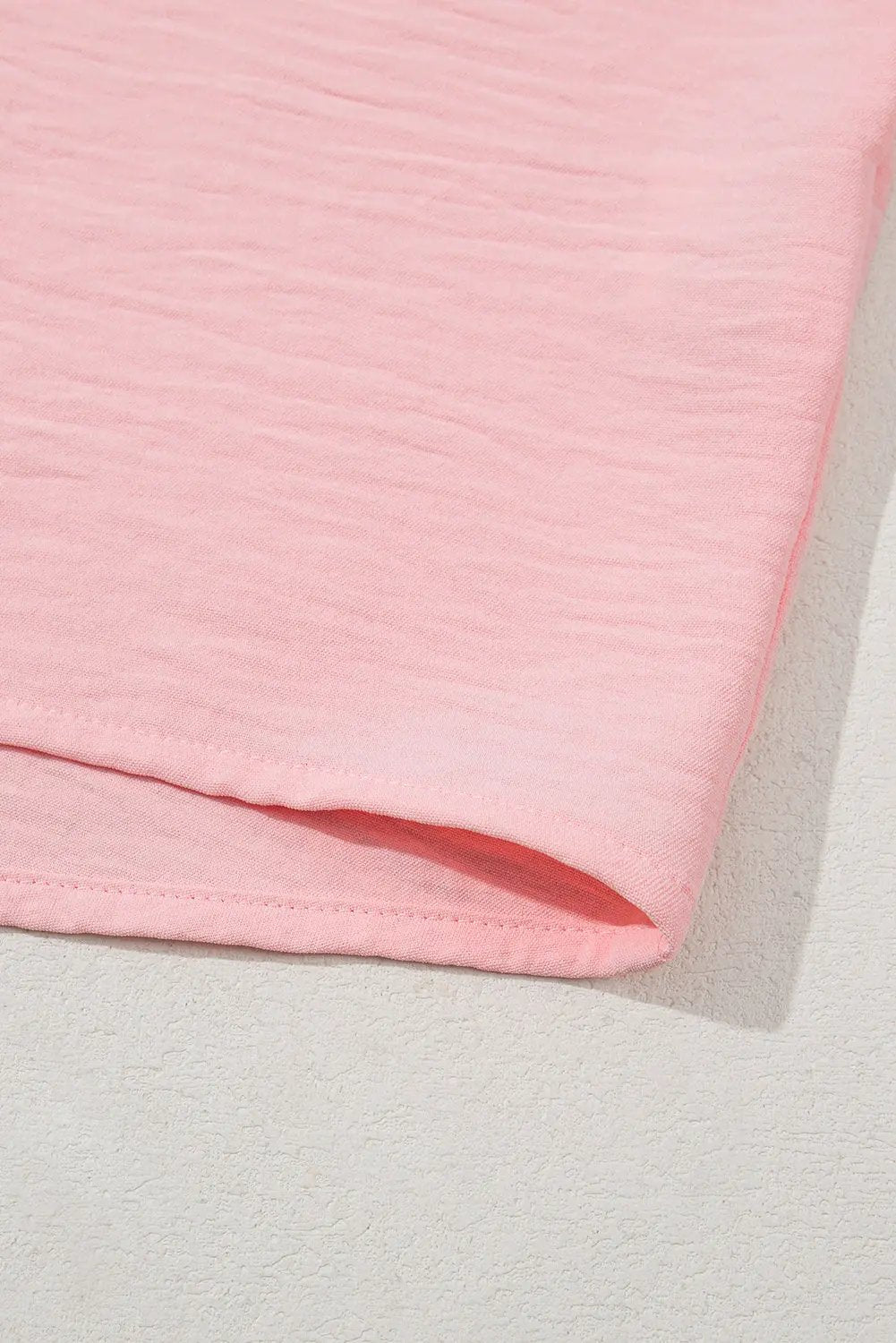 Pink Textured Half Sleeve V Neck Plus Size T Shirt with Chest Pocket - Love Salve 