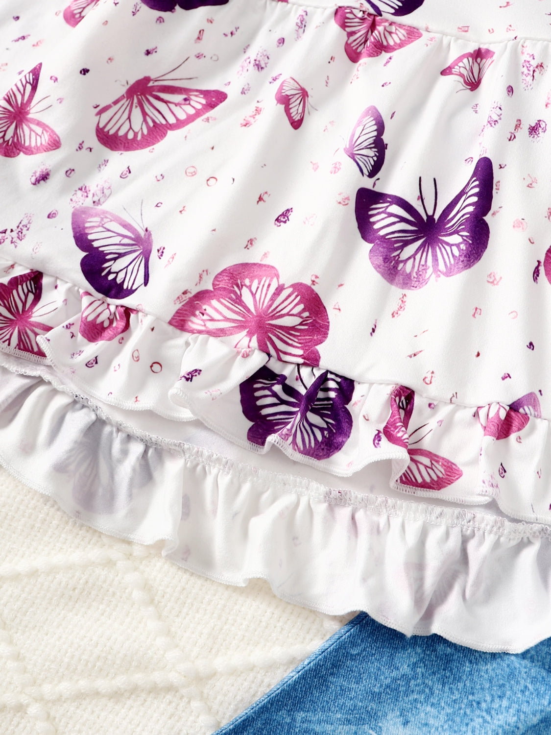 Children's Butterfly Print Top and Flare Pants Set Divine Design4U