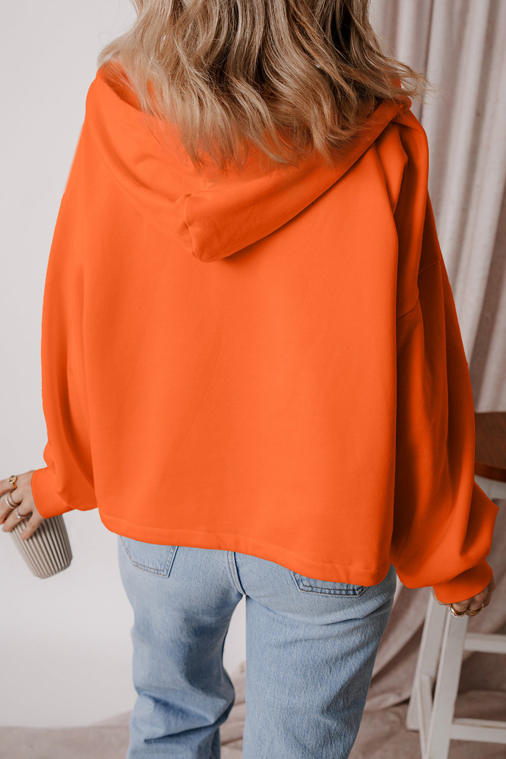 Kate Fleece Lined Half Zipper Hoodie with Kangaroo Pockets - Love Salve 