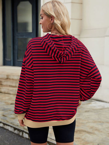 Contrast Striped Hoodie with Pockets