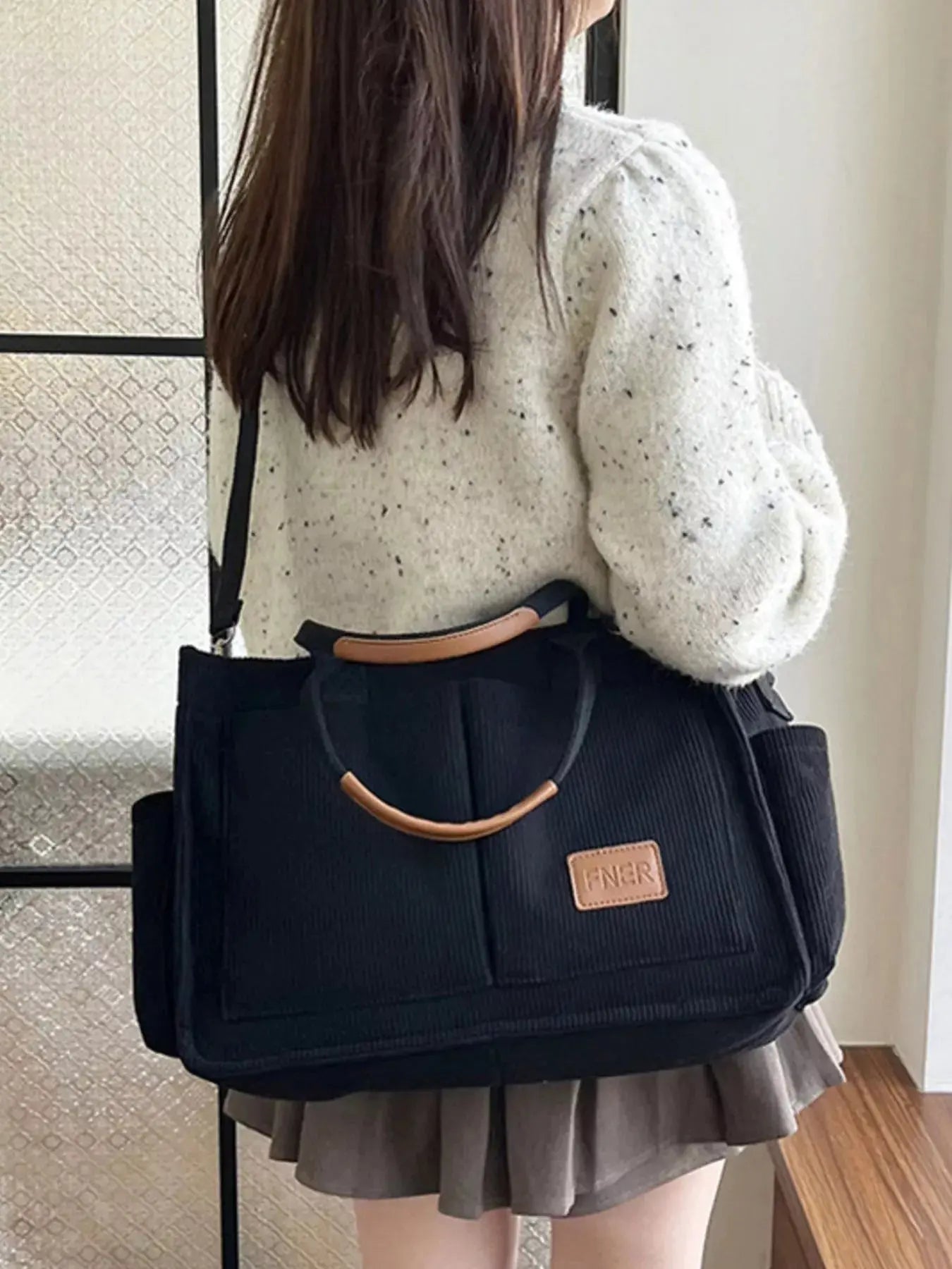 Corduroy Multi-Pocket Tote Bag Simply Love