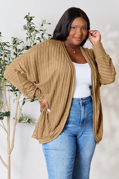 Basic Bae Full Size Ribbed Cocoon Cardigan.