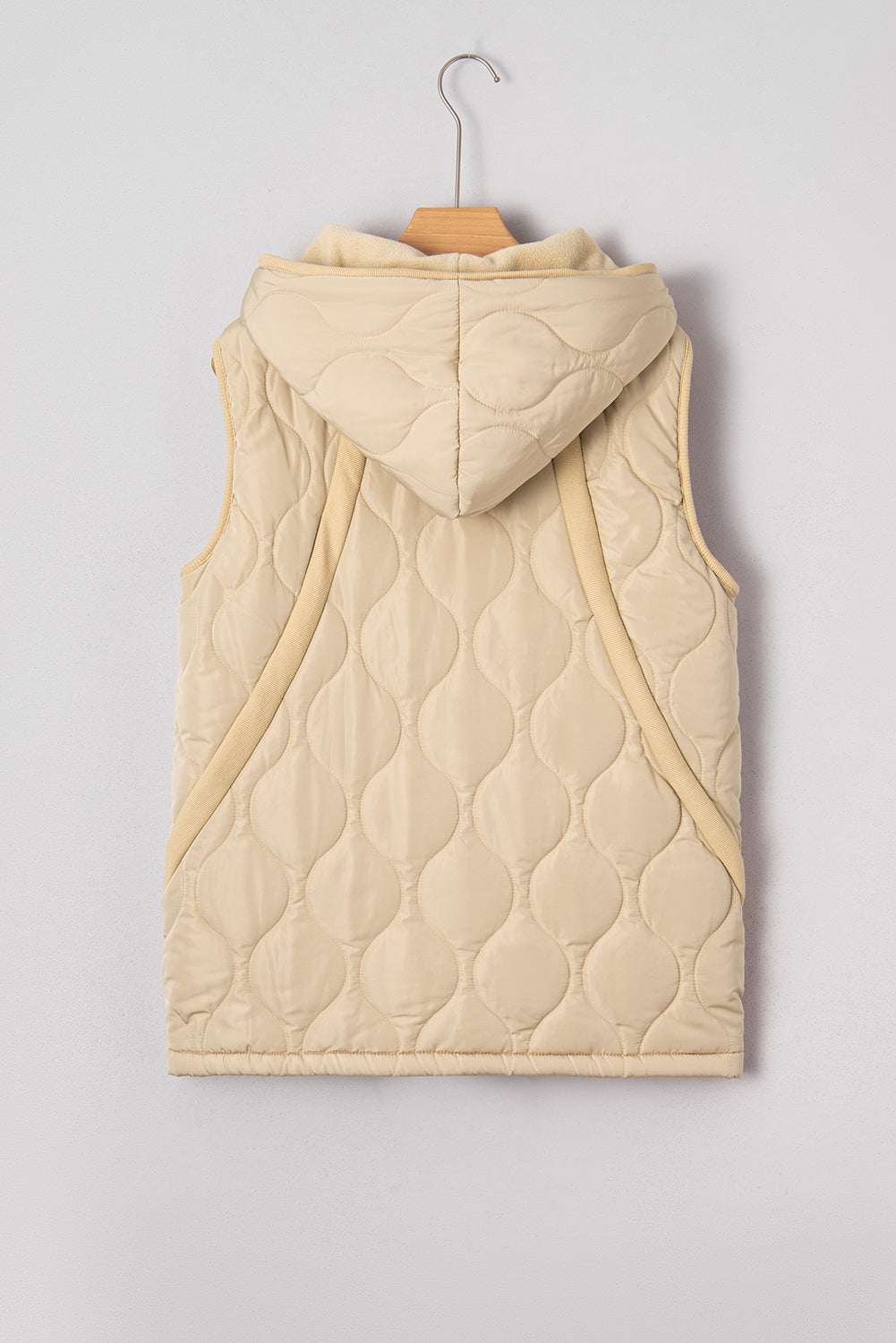 Pale Khaki Quilted Padded Casual Winter Jacket Vest With Fleece Lining For Cold Weather Comfort Dear-Lover Dropshipping