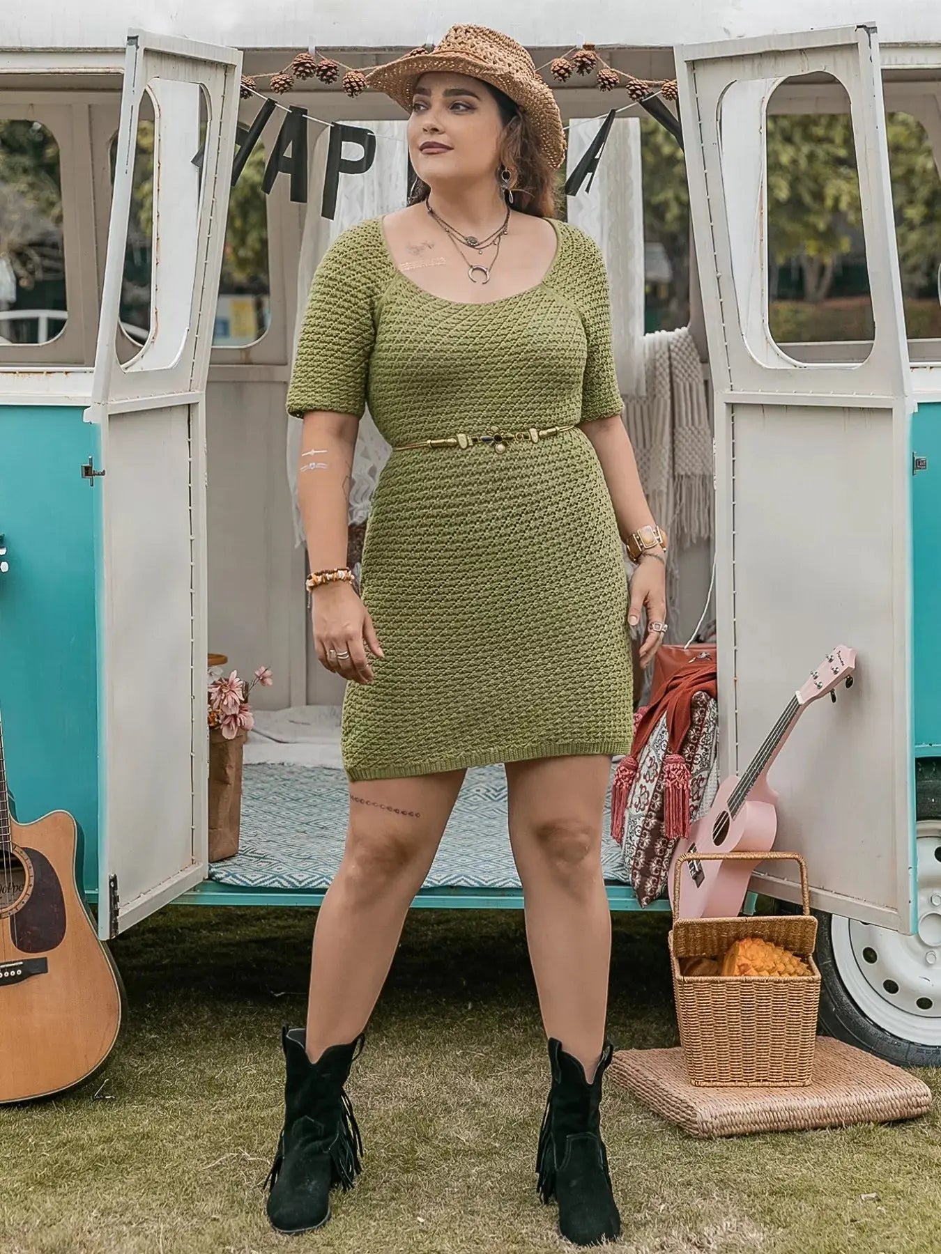 Plus Size Textured Knit Mini Dress Simply Love