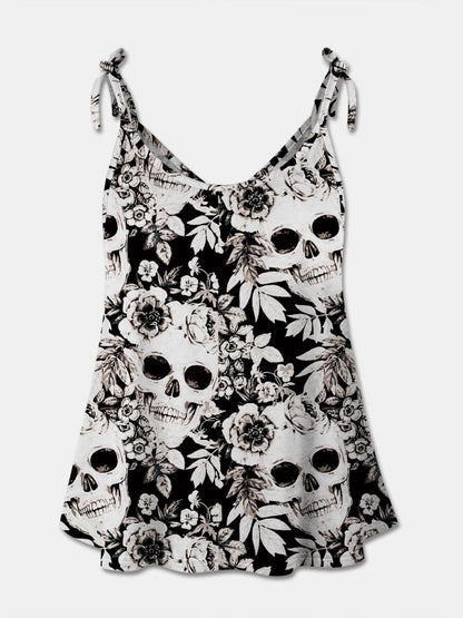 Skull print scoop neck cami