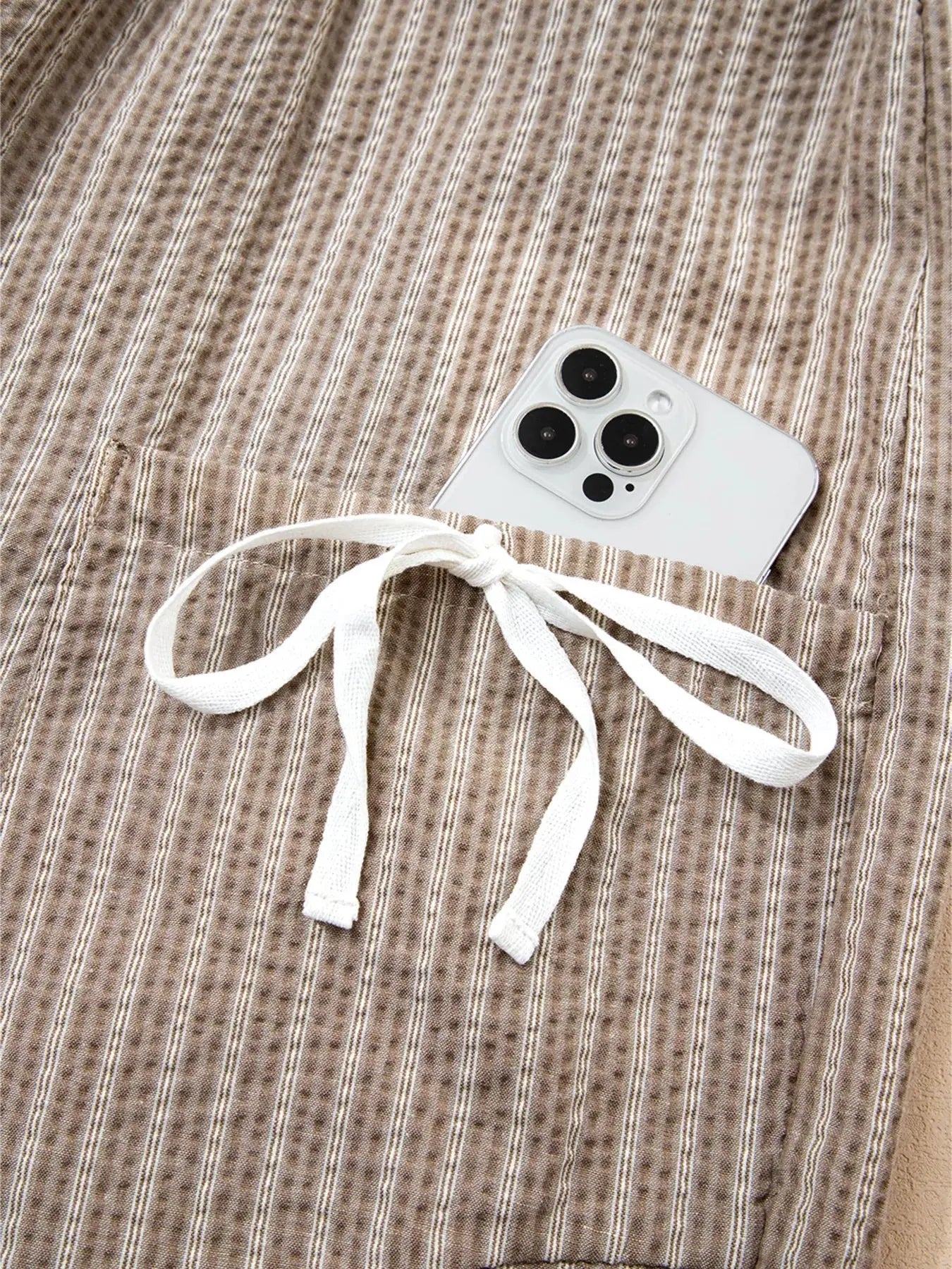 Stripe Drawstring Cargo Jogger Pants with Pockets Simply Love