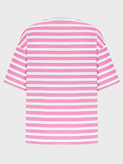 Striped Round Neck Half Sleeve T-Shirt.