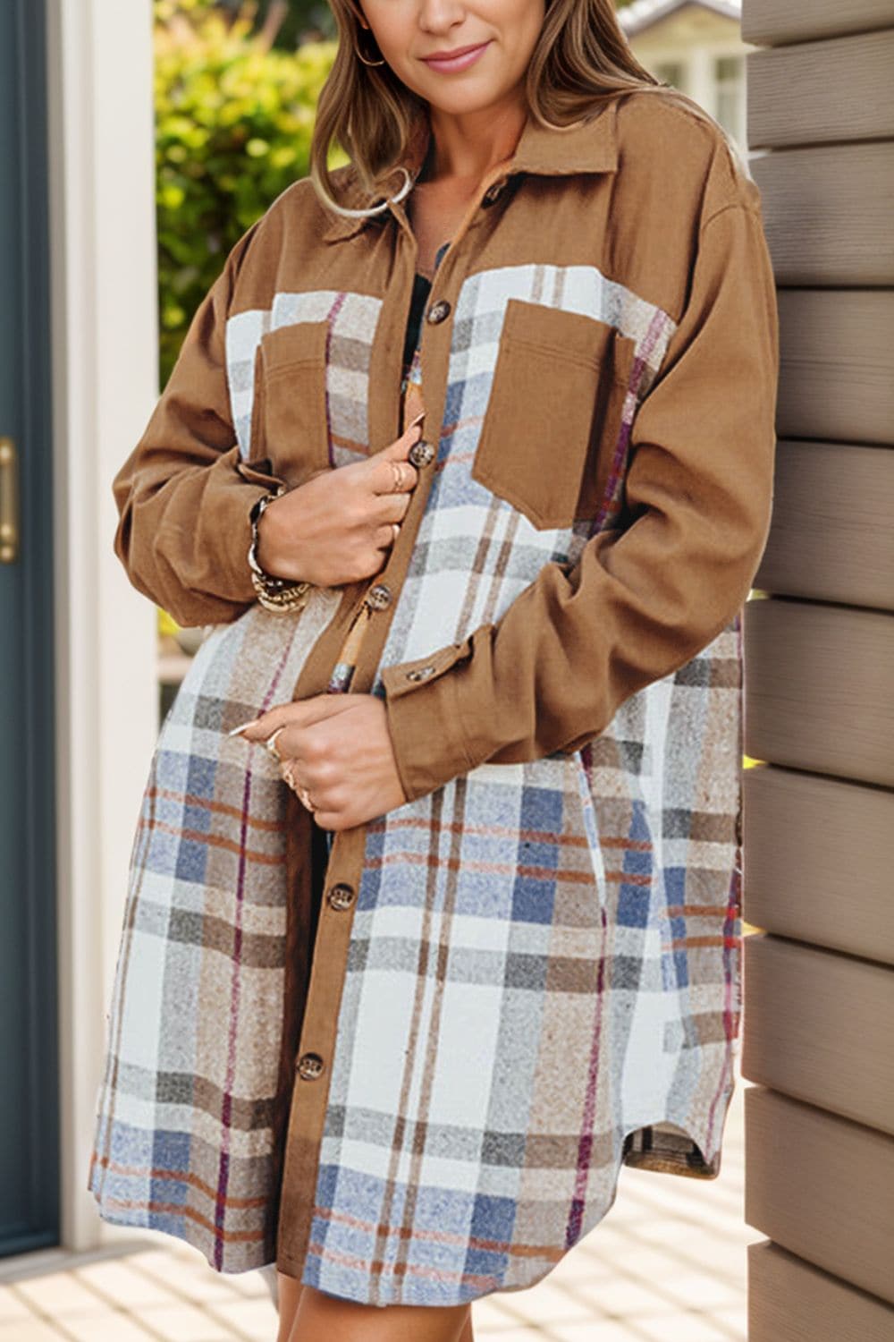 Plaid mini dress with pockets