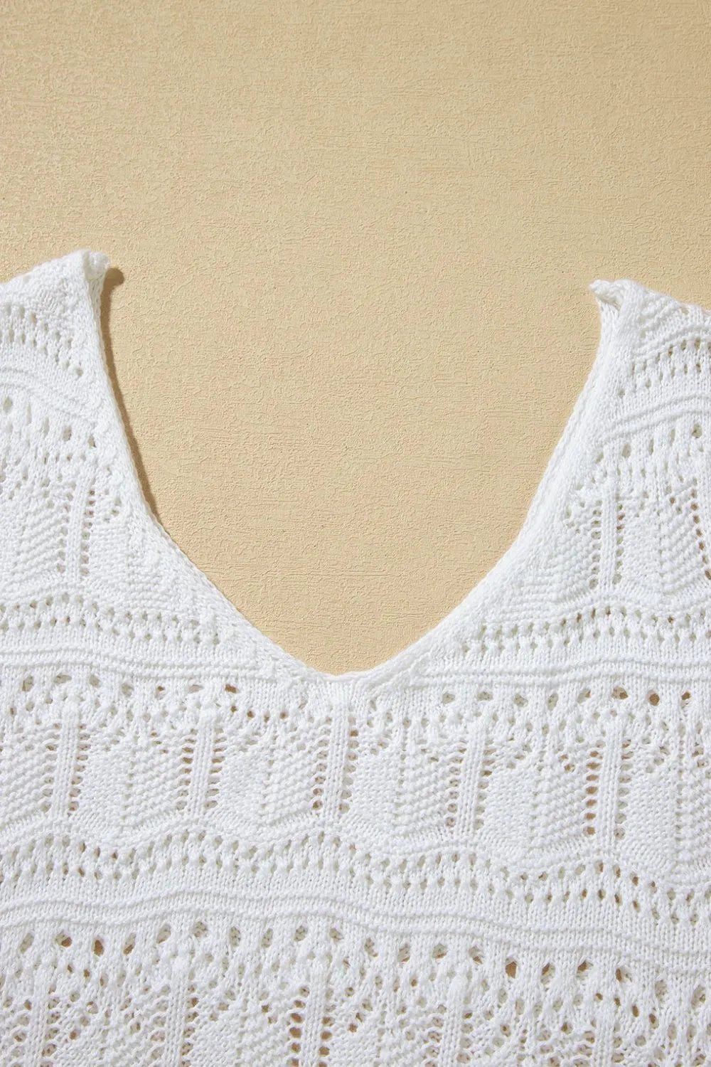 V Neck Textured Hollow-Out Sweater Vest
