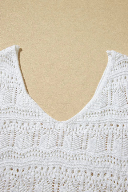 V Neck Textured Hollow-Out Sweater Vest