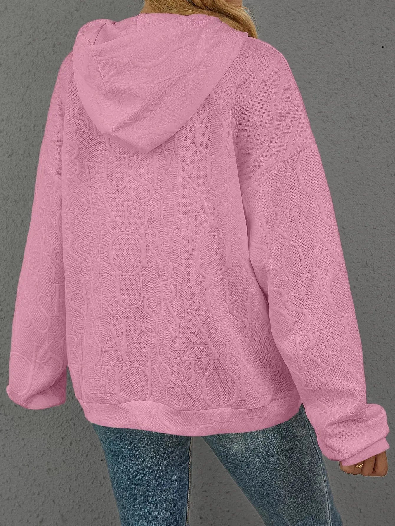Full Size Embossed Lettering Casual Hoodie Plus Size Simply Love