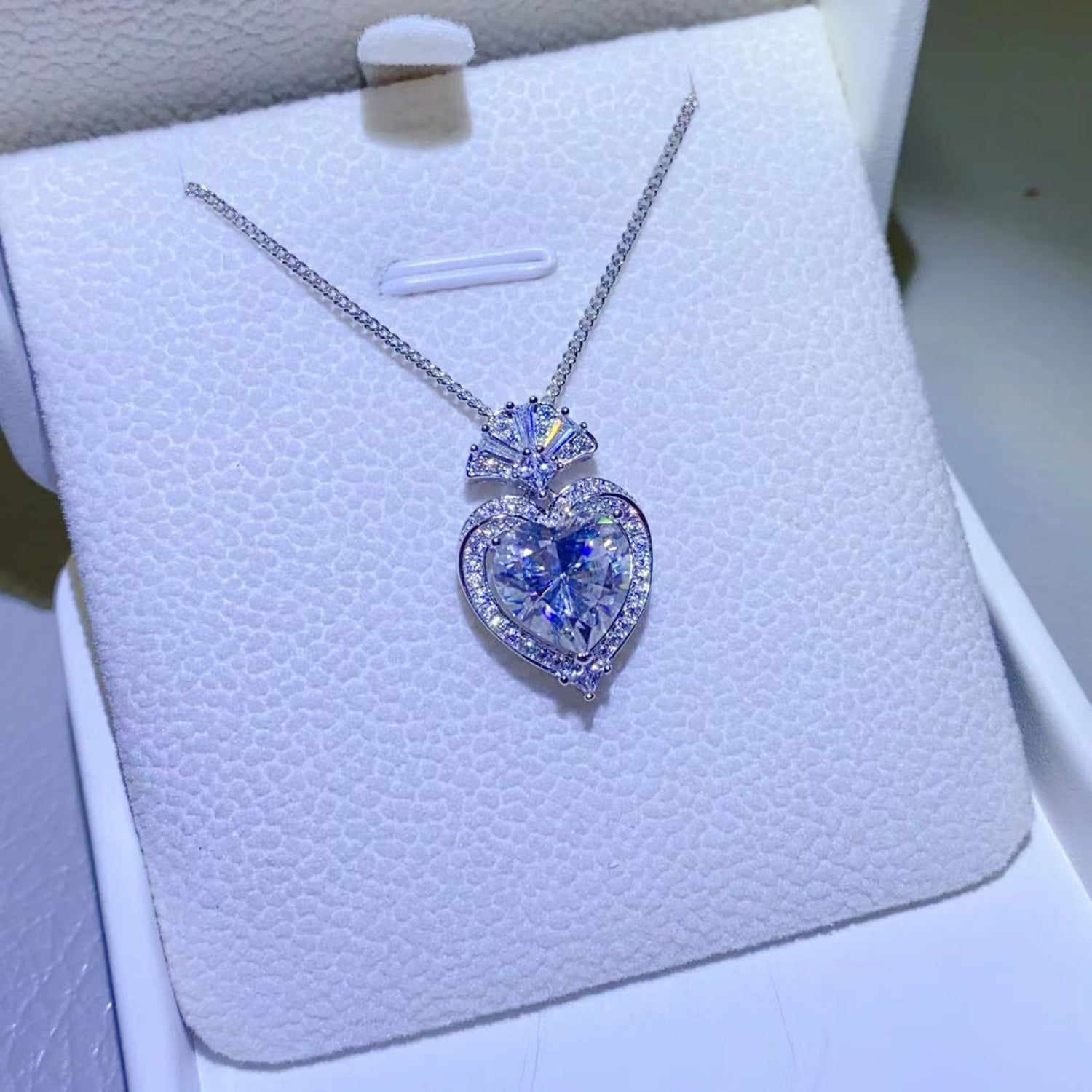 3 Carat Moissanite 925 Sterling Silver Heart Pendant Necklace Coco’s Tee Boutique