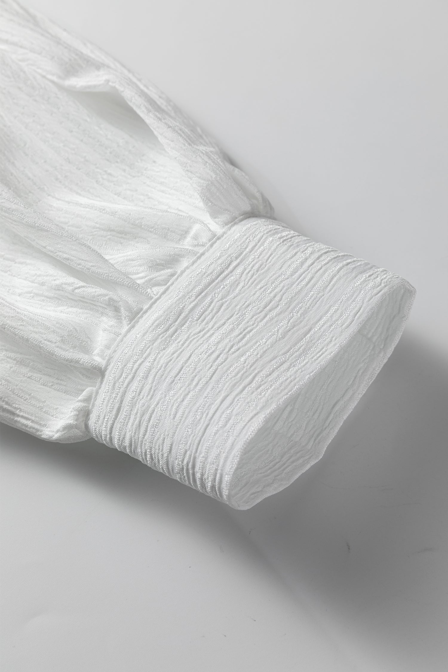 White Crinkled Texture Lantern Sleeve Button Down Loose Shirt Dear-Lover Dropshipping