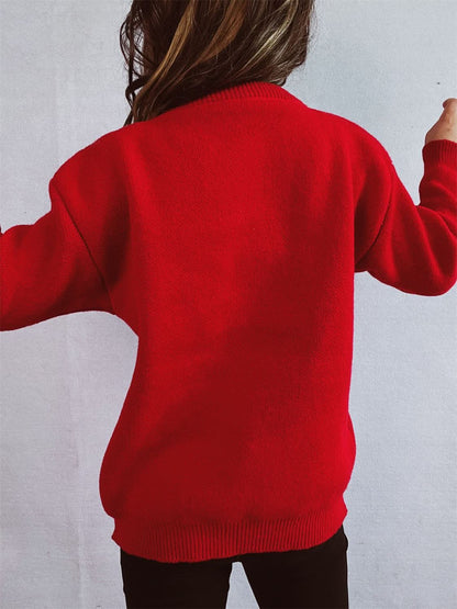 Festive Round Neck Long Sleeve Sweater for Christmas Celebrations