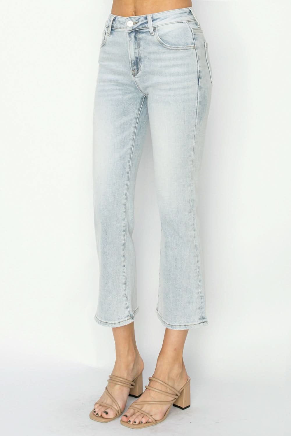 RISEN Full Size Mid Rise Cropped Flare Jeans