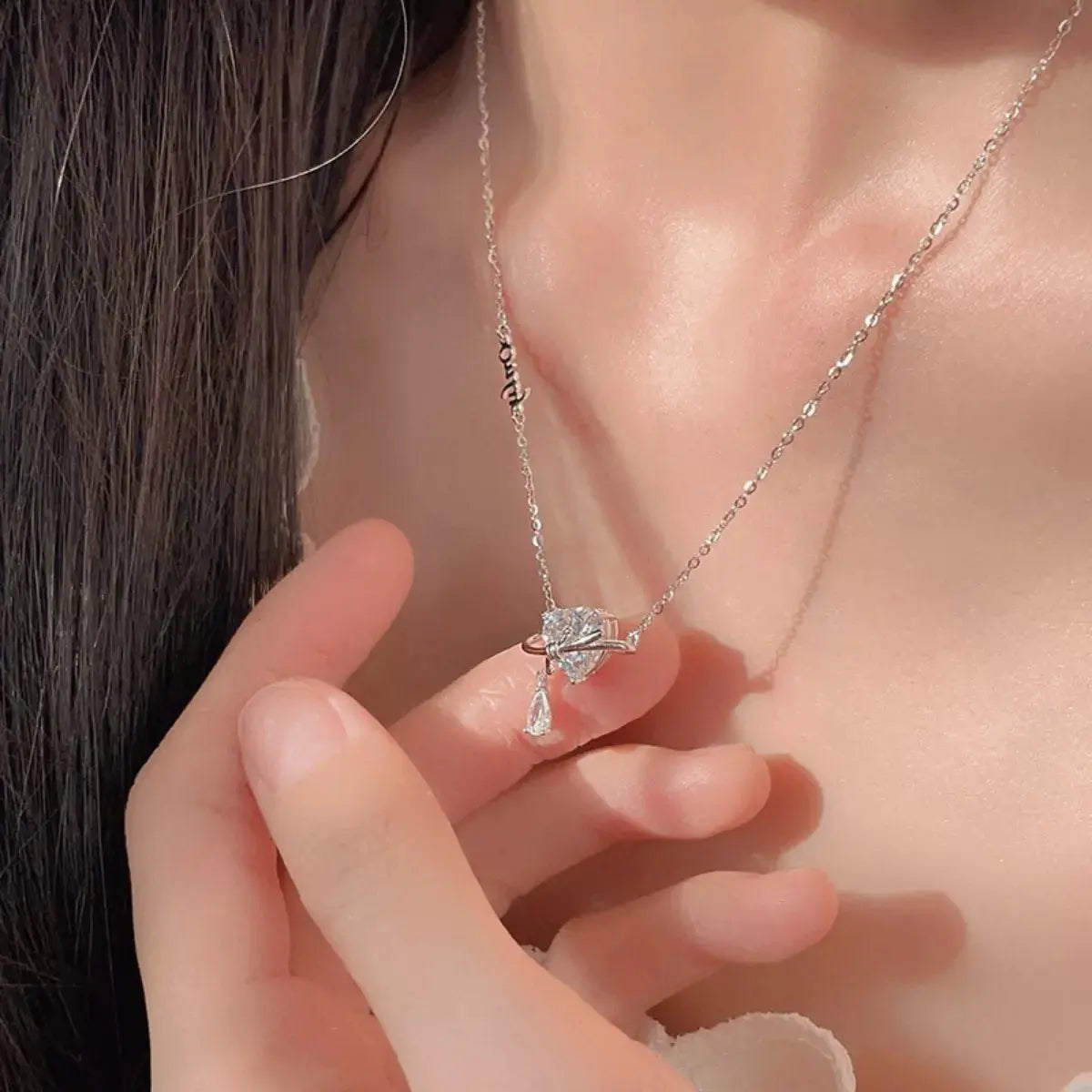 925 Sterling Silver Zircon Heart Necklace Simply Love