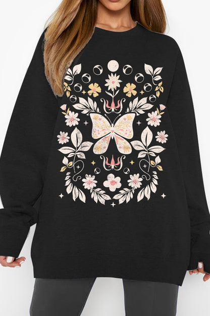 Simply Love: Flower Butterfly Sweatshirt