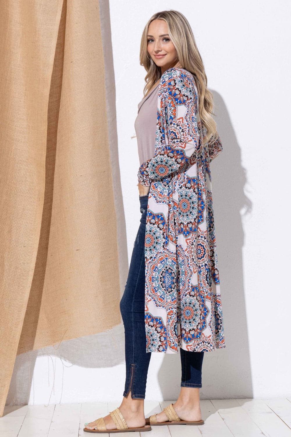 Chic printed longline cardigan