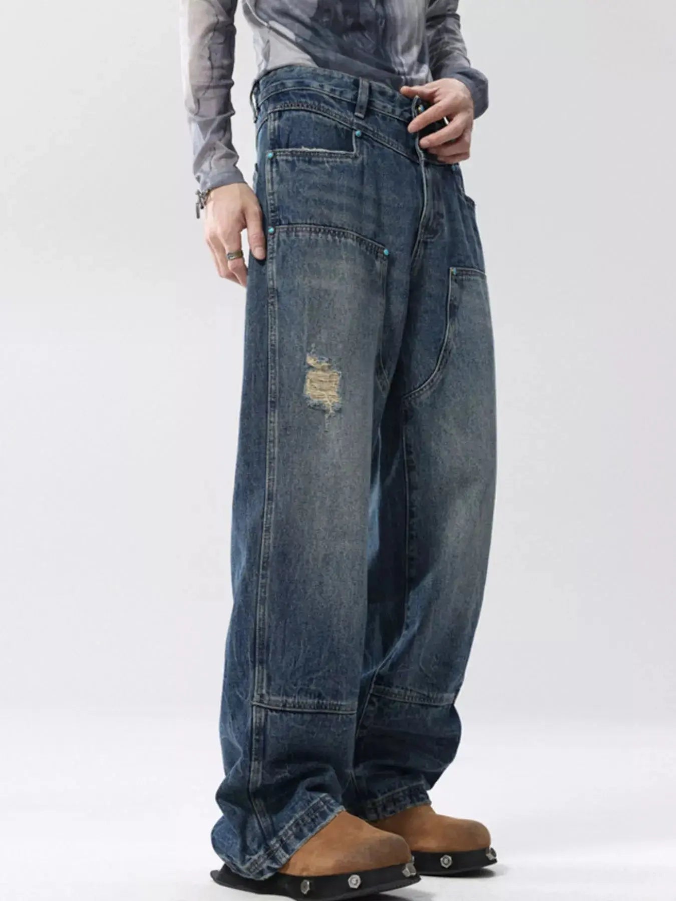 Men's Full Size Distressed Wide Leg Jeans Plus Size Simply Love