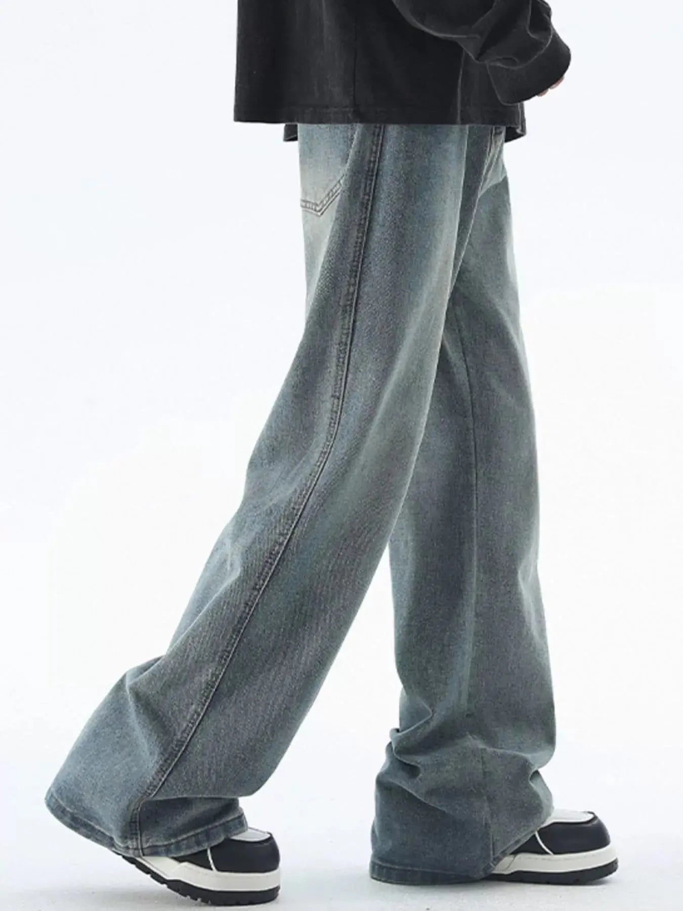 Men's Plus Size Vintage Wash Wide Leg Jeans Simply Love