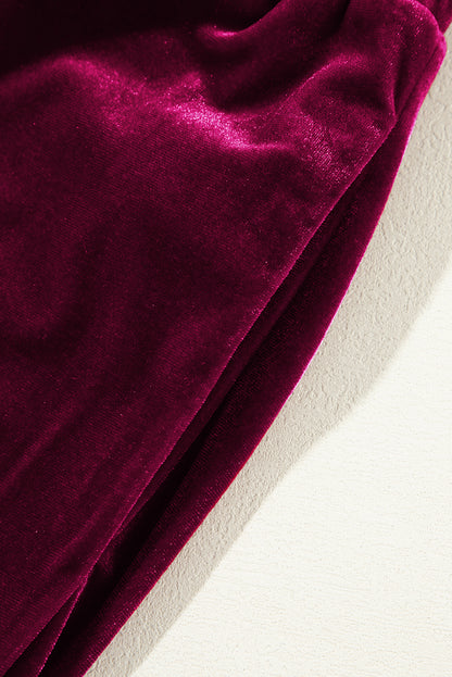 Burgundy wide leg pants with drawstring