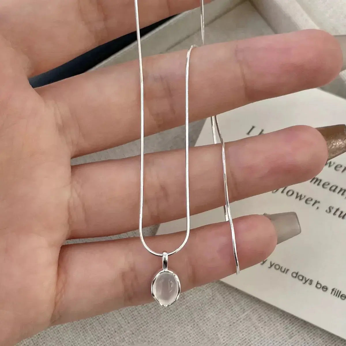 925 Sterling Silver Agate Pendant Necklace Simply Love