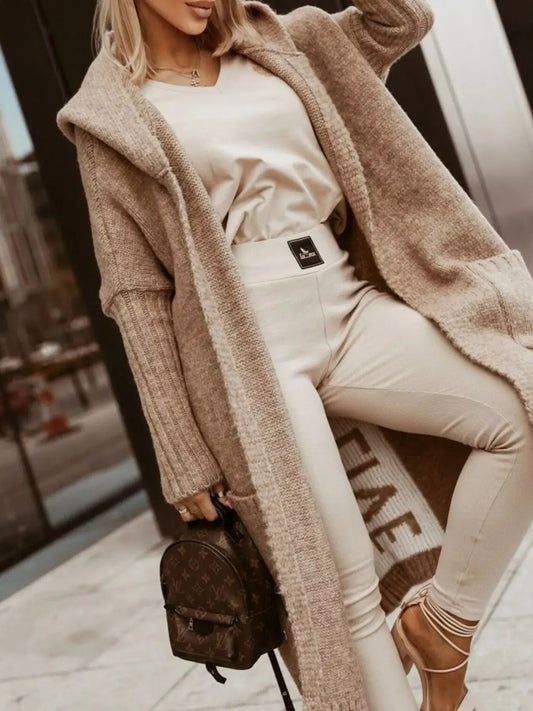 Full Size Hooded Knit Open Front Cardigan Plus Size Simply Love