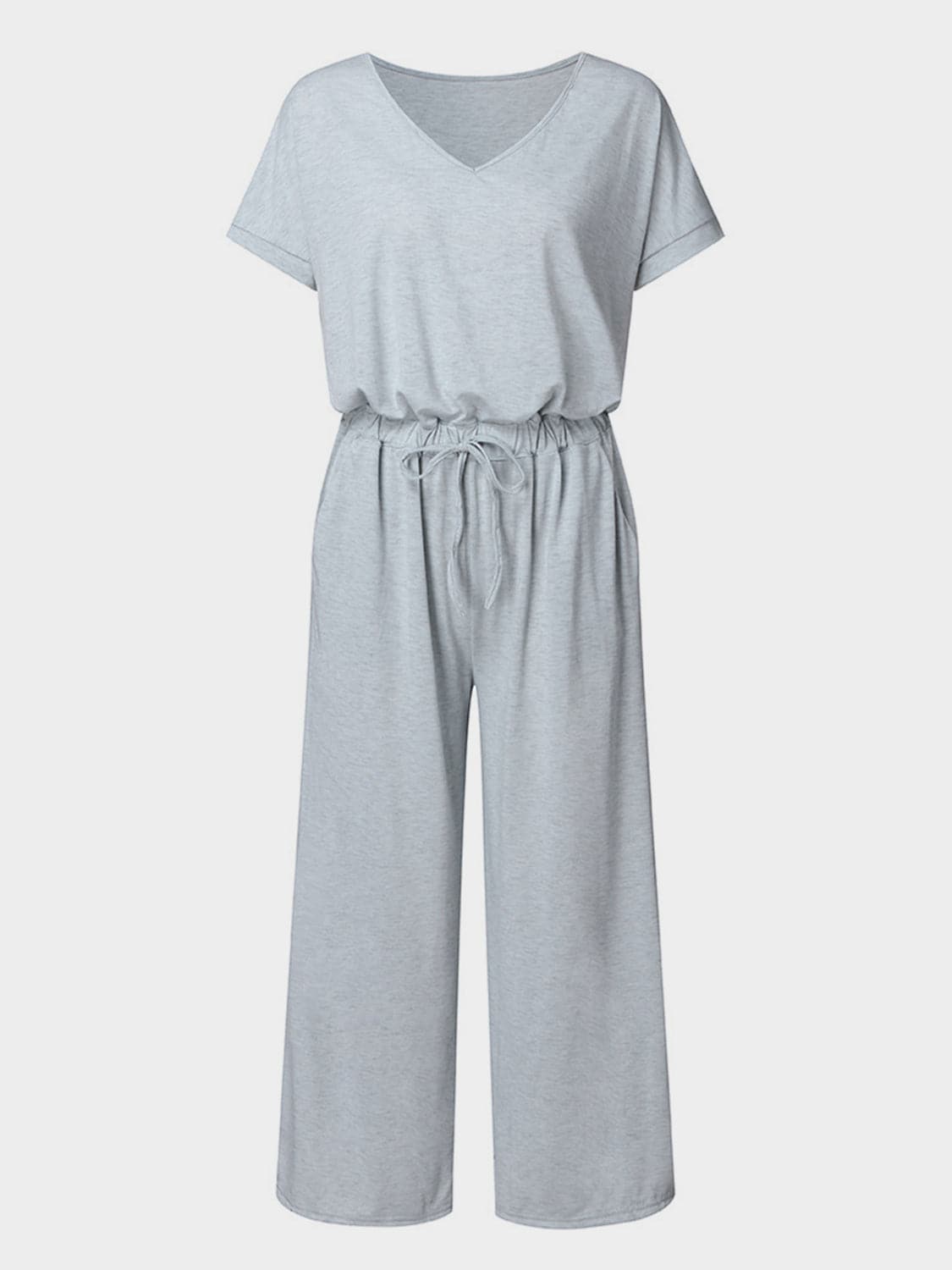 V-Neck Short Sleeve Jumpsuit.