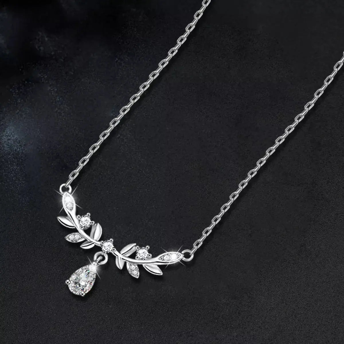 925 Sterling Silver Moissanite Leaf Necklace Simply Love