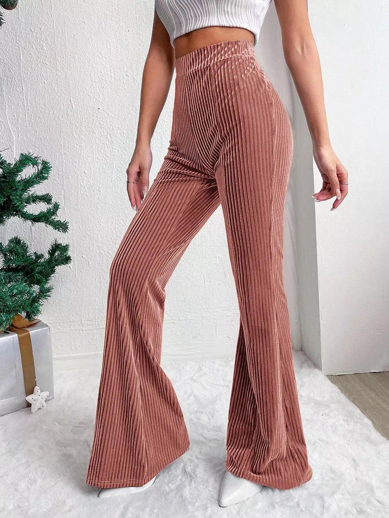 Corduroy High Waist Flare Pants Simply Love
