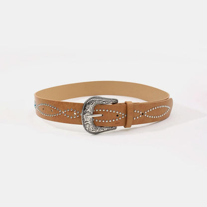 Sparkling rhinestone embellished PU leather belt