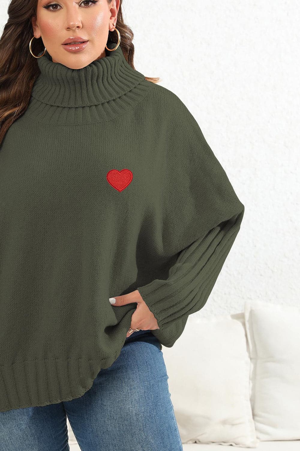 Plus Size Turtle Neck Long Sleeve Sweater.