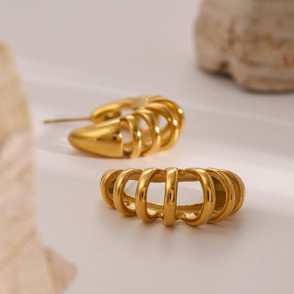 Elegant gold-plated stainless steel C-hoop earrings