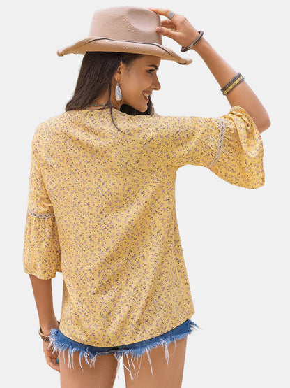 Ditsy Floral V-Neck Blouse.