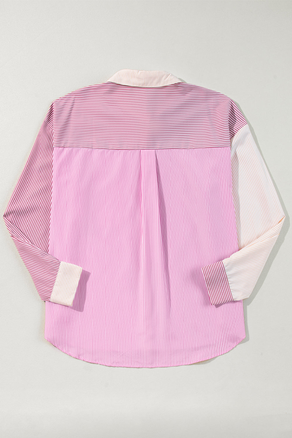 Chic pink striped colorblock plus size shirt