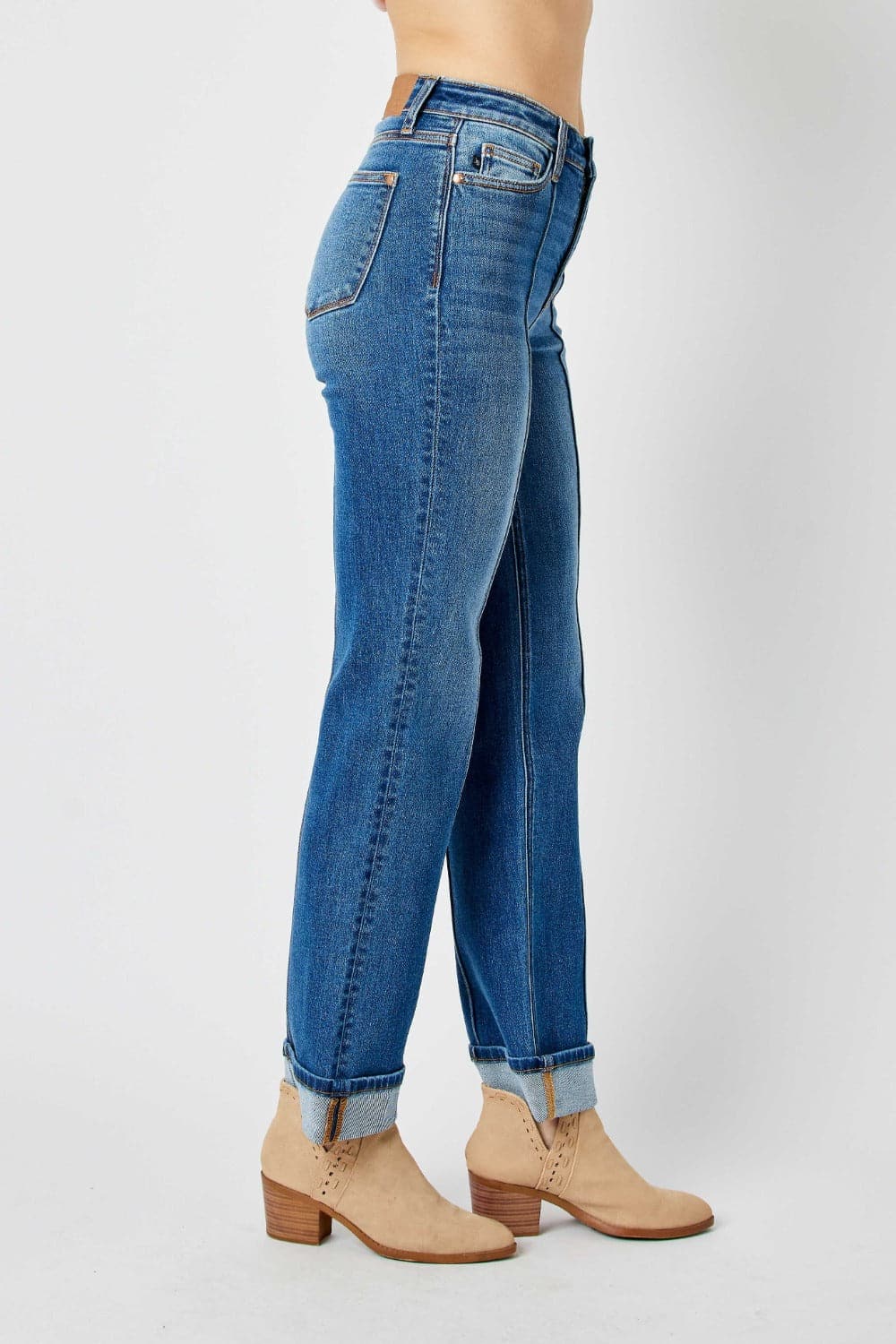 Judy Blue Full Size High Waist Front Seam Detail Straight Jeans.