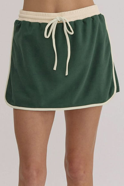 Cozy Contrast Trim Two-Piece Top and Skort Set