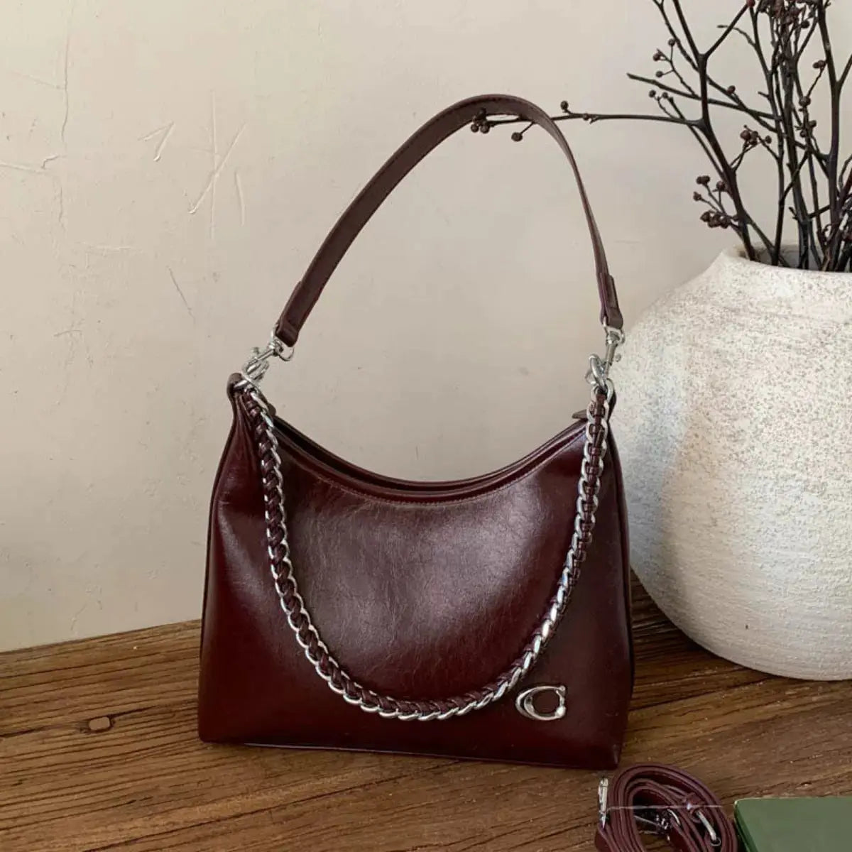 Chic Chain Accent Shoulder Bag Simply Love