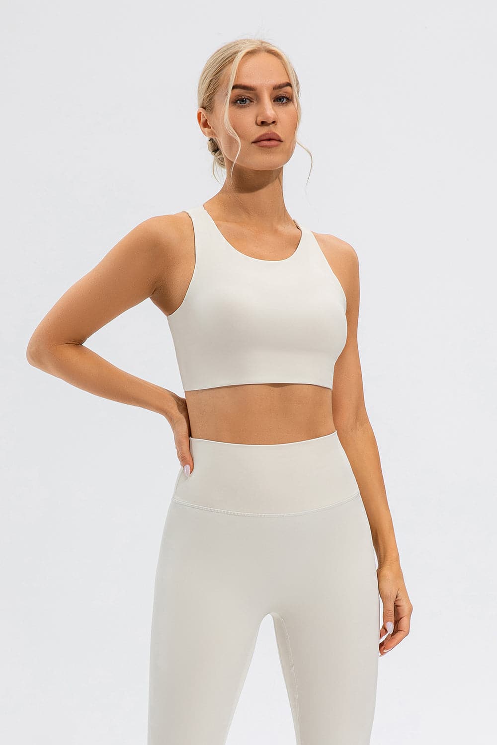 Round Neck Cutout Cropped Active Tank.