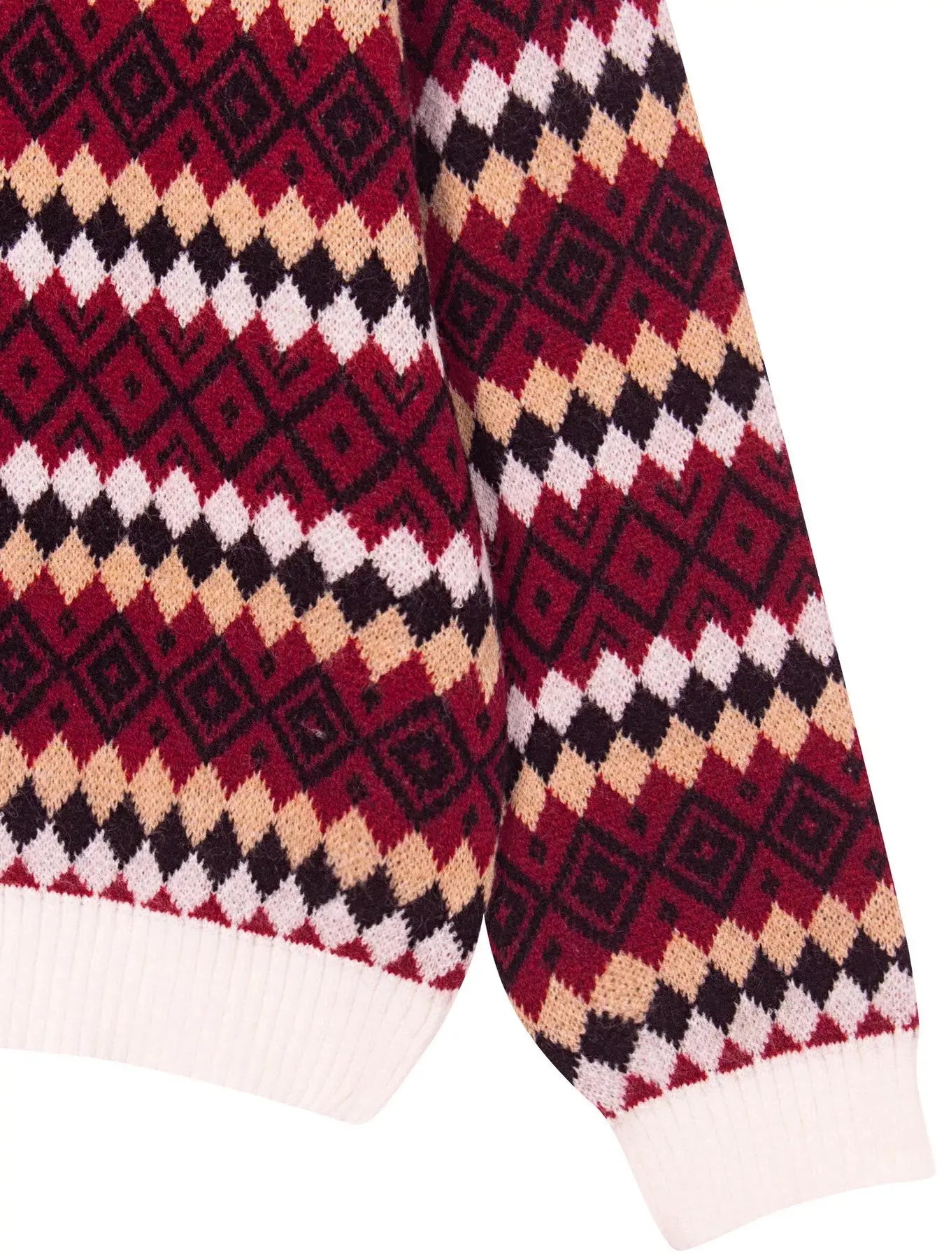 Geometric Pattern Round Neck Sweater Simply Love
