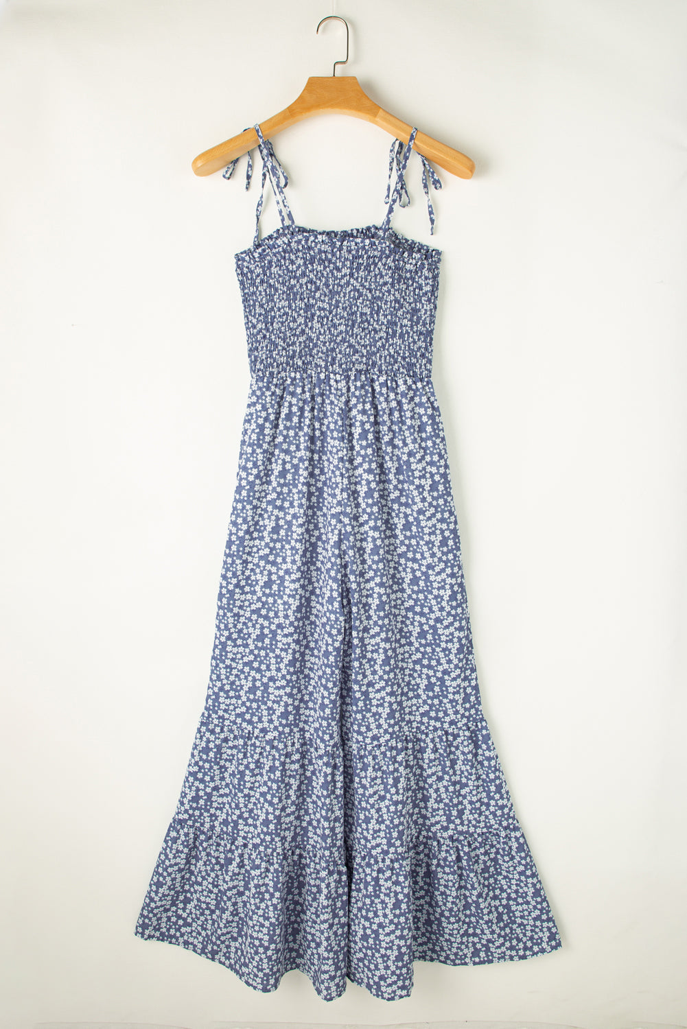 Indie Smocked Bodice Wide Leg Floral Jumpsuit - Love Salve 