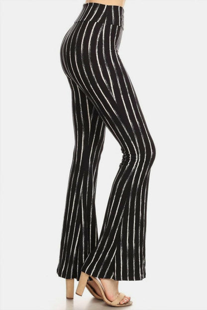 Leggings Depot Striped High Waist Flare Pants.