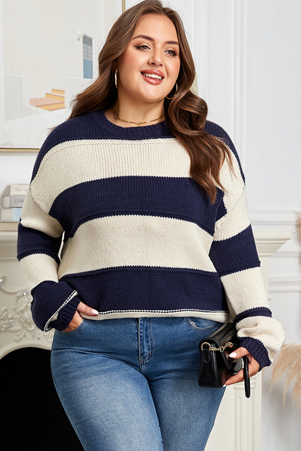 Dear-Lover Color Block Sweater Women's Plus Size Casual Knit Top Warm & Cozy Dear-Lover Dropshipping