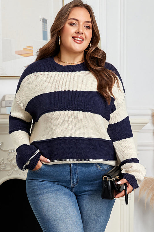 Dear-Lover Color Block Sweater Women's Plus Size Casual Knit Top Warm & Cozy Dear-Lover Dropshipping