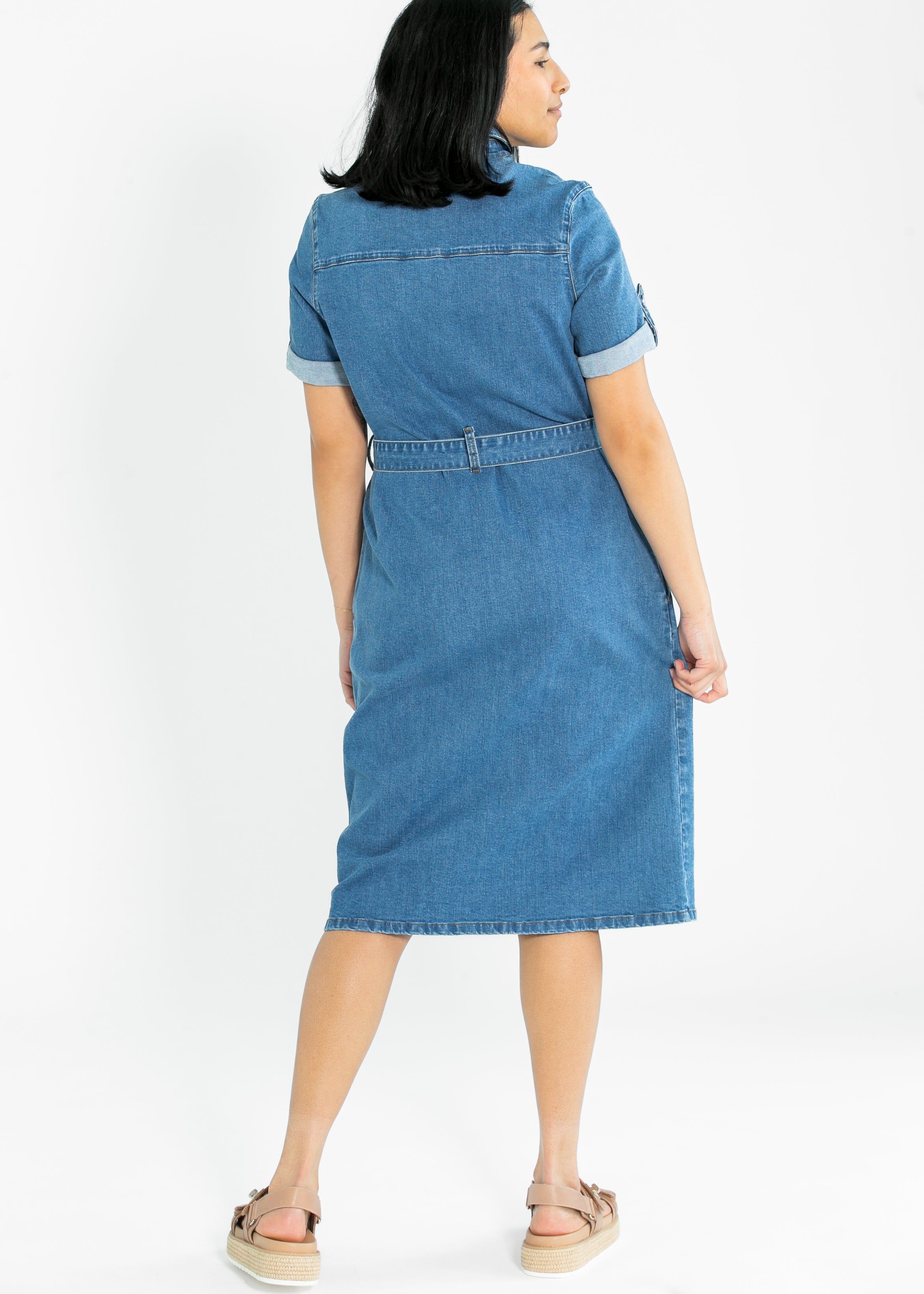 Ada Denim Midi Dress - Product back view IC Dresses by Inherit Co.