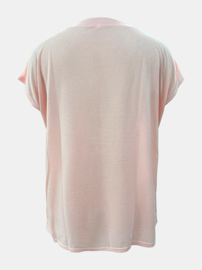 Full Size Round Neck Cap Sleeve T-Shirt.