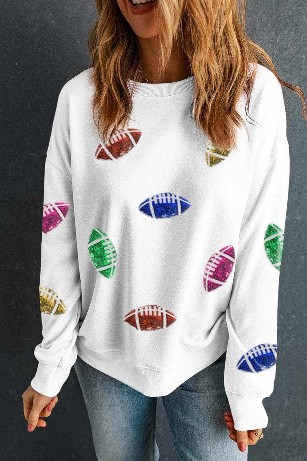 Sequin football sweatshirt - long sleeve - Love Salve 