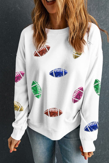 Football Round Neck Long Sleeve Sweatshirt.